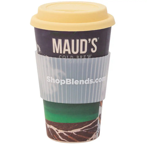 Maud's "Crashing Beans" Bamboo Travel Mug