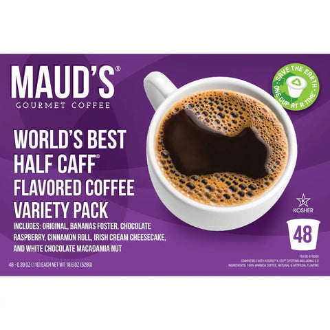 Maud's World's Best Half Caff Flavored Coffee Pods Variety Pack - 48ct