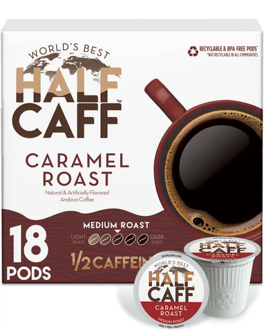 World's Best Half Caff™ Caramel Roast Flavored Coffee Pods